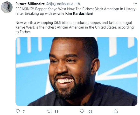 "Leave that girlfriend today" Nigerian men react as Kanye West becomes richest Black man in US history after splitting from Kim Kardashian 10