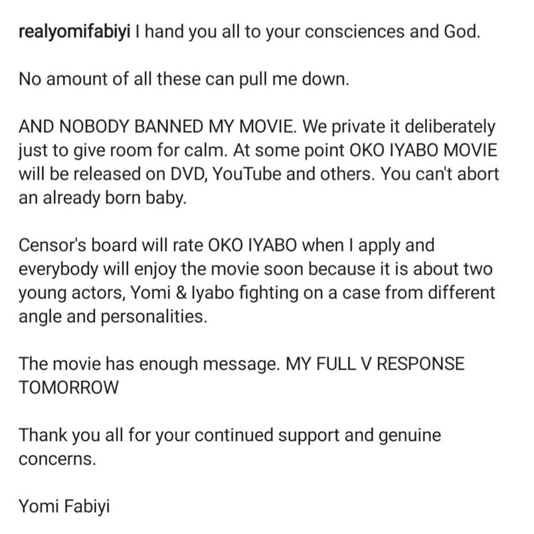 Nobody can ban my movie Oko Iyabo – Yomi Fabiyi declares 7