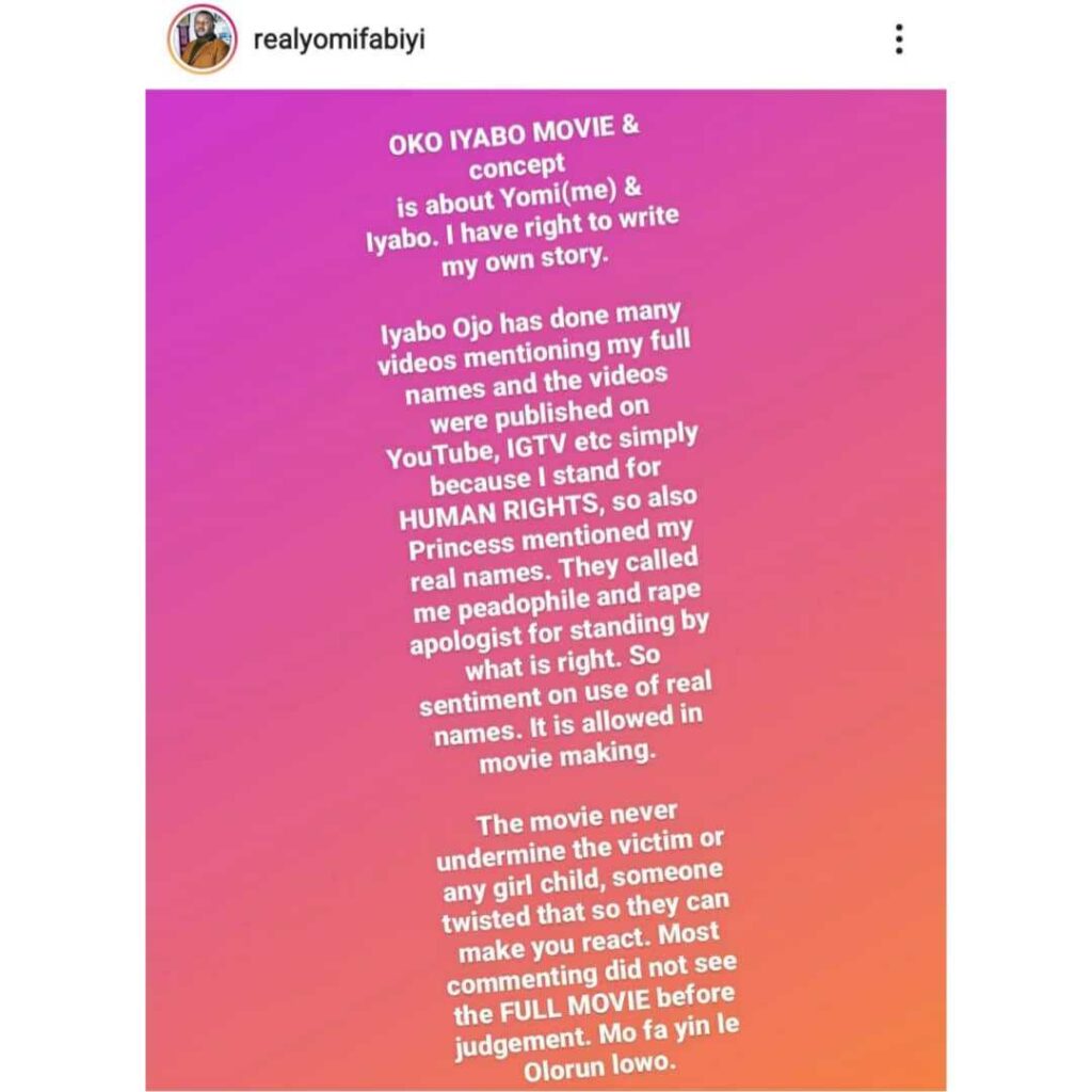 Nobody can ban my movie Oko Iyabo – Yomi Fabiyi declares 6