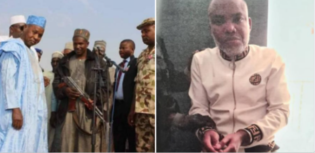 Nigerian apartheid system - Omoyele Sowore says as he shares photos of how Nnamdi Kanu was paraded and how bandits are allegedly treated in Katsina 3