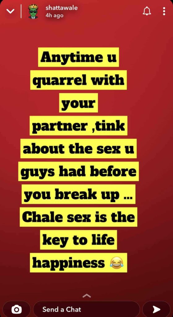 Anytime you quarrel with your partner, think about the s3x you had before you break up - Shatta Wale 4