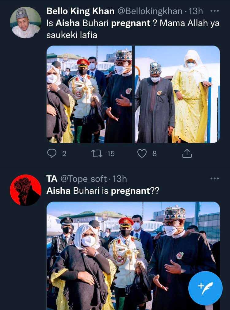 Nigerians ask 'if Aisha Buhari is pregnant' in reaction to new photos 10