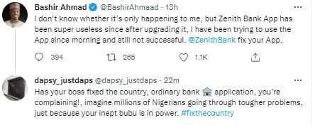 Has your boss fixed the country?- Nigerians drag presidential aide, Bashir Ahmad, after complaining and asking a bank to fix their ''super useless app'' 10