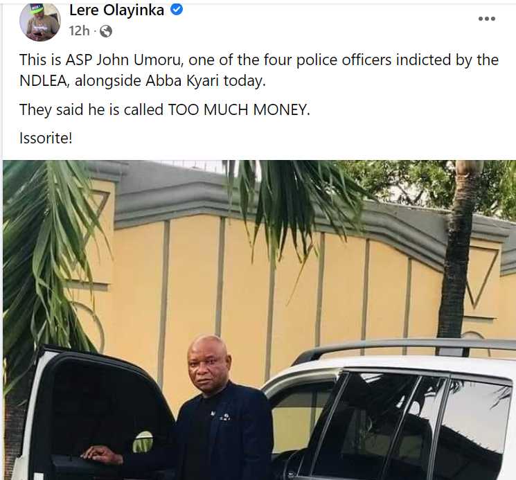 Former Governor Fayose's media aide, Lere Olayinka shares photo of police officer arrested alongside Abba Kyari for drug trafficking 4