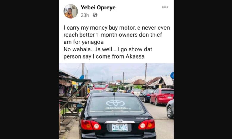 Nigerian man laments as thieves steal his car barely one month after he bought it 1