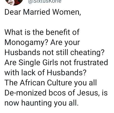 Christianity demonized Polygamy and that's why our Men now die with Prostate Cancer - Nigerian Man 1