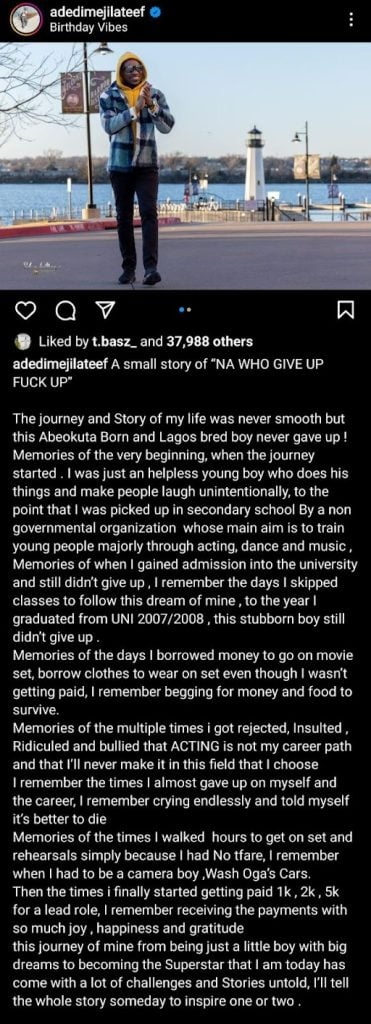 I used to borrow money and clothes to go on movie sets and finally get paid 1k for lead roles - Lateef Adedimeji recounts early acting days 4