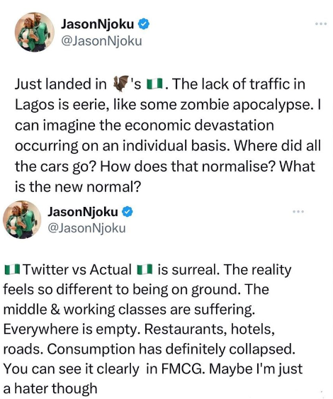 ''Where did all the cars go''? - ROK TV Boss, Jason Njoku speaks on the lack of traffic in Lagos and the implication on businesses 4