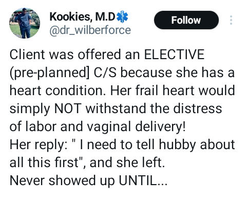 Doctor narrates how pregnant woman with a heart condition died after refusing CS because her husband "had an agreement with God that she will deliver normally" 3