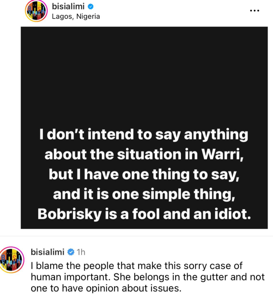 Bobrisky is a fool and an idiot - Bisi Alimi slam crossdresser for blaming suspected gay men arrested in Delta state 4