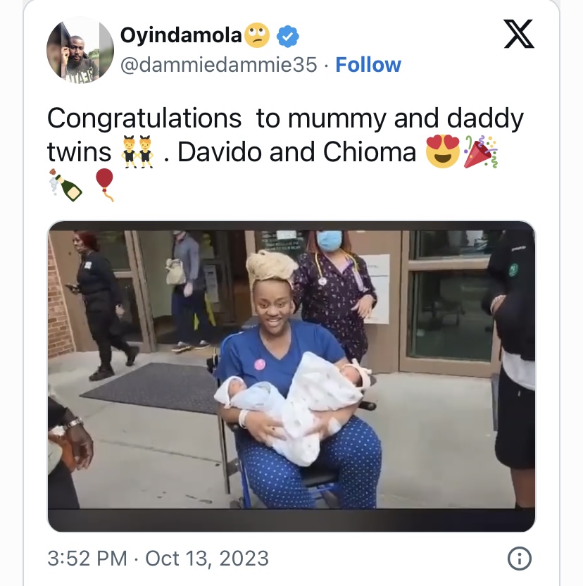 Davido confirms birth of Twins 7