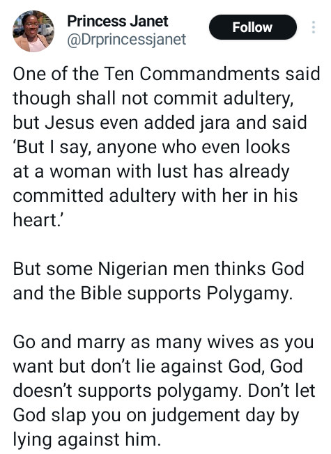 Marry as many wives as you want but don’t lie against God - Nigerian Woman tells men 4