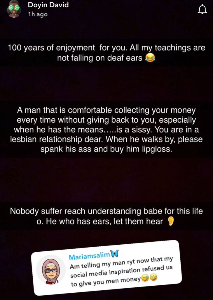 You are in a lesbian relationship - Doyin tells women whose men takes money from them without giving it back 4