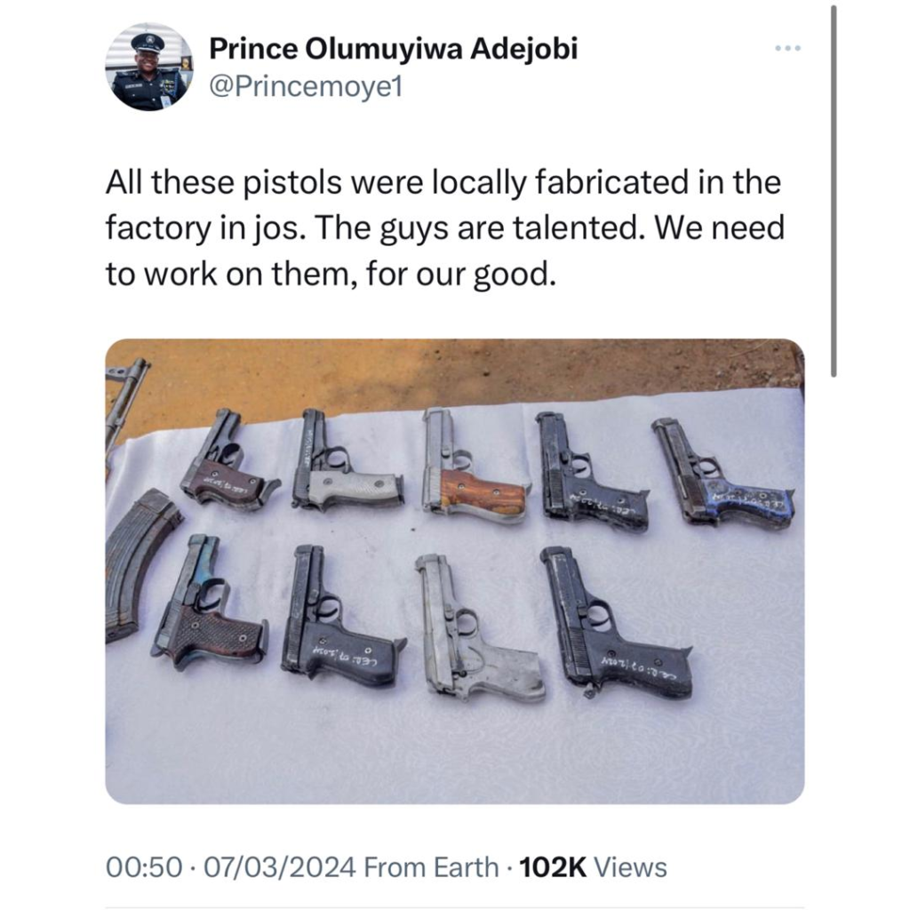 ''The guys are talented, we need to work with them for our own good'' - Police PRO says as he shares photos of confiscated locally made guns in Jos 9