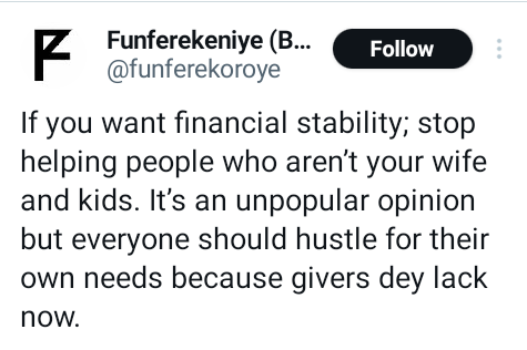 If you want financial stability, stop helping people who aren’t your wife and kids - Nigerian man tells men 14 Photo of If you want financial stability, stop helping people who aren’t your wife and kids – Nigerian man tells men