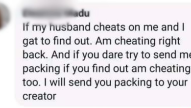 Photo of If my husband cheats and I find out, I will cheat back and send him packing to his creator if he tries to send me packing – Woman says