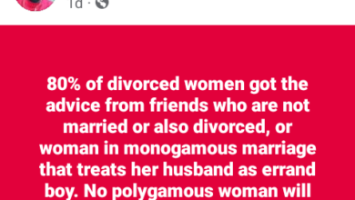 Photo of 80% of divorced women got advice from single friends or women in monogamous marriage – Nigerian man says