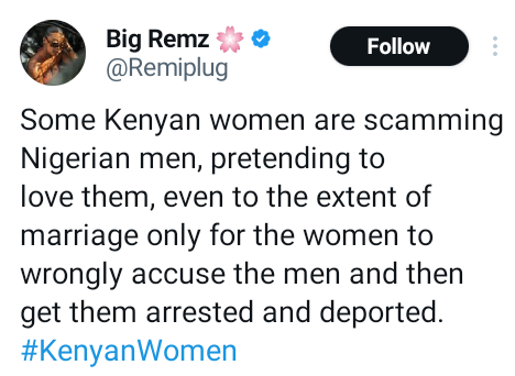 Kenyan women pretending to love Nigerian men only to wrongly accuse them and get them deported - X user claims 3