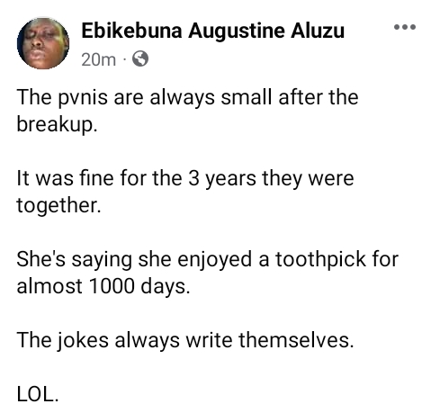 "The p3nis is always small after the breakup" - Nigerian lawyer takes a jab at women 3