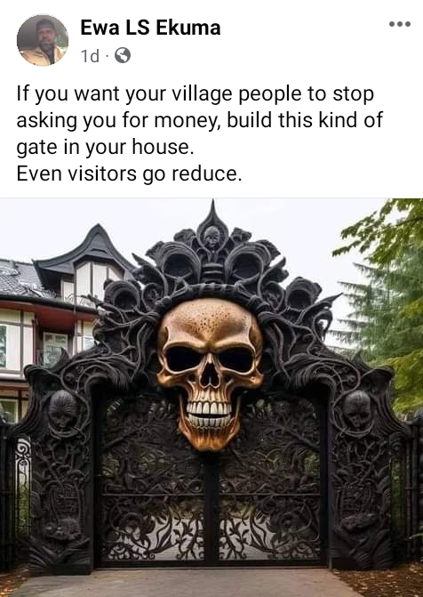 Build this kind of gate in your house - Abroad-based Nigerian man shares tips on how to stop village people from asking one for money 4