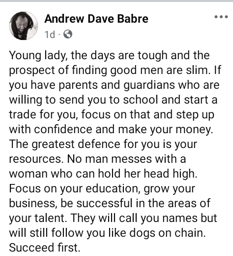 Succeed first, the days are tough and the prospect of finding good men are slim - Nigerian man tells ladies 4