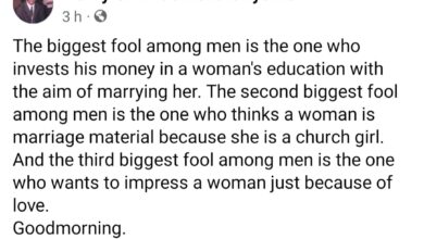 Photo of The biggest fool among men is the one who invests his money in a woman’s education with the aim of marrying her – Writer list three things men do ‘wrong’ regarding marriage