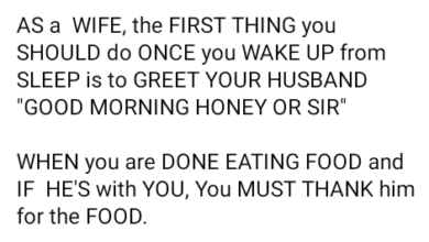 Photo of The first thing you should do when you wake up is to greet your husband, he is your God that you are seeing – Nigerian lawyer tells women