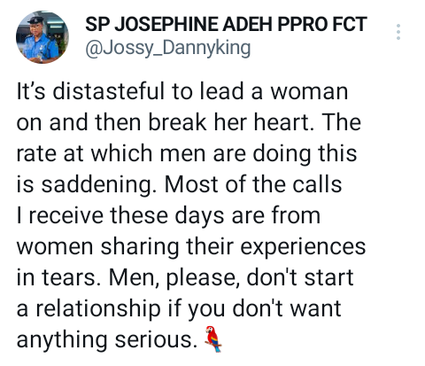 It’s distasteful to lead a woman on and then break her heart - FCT police spokesperson says 4