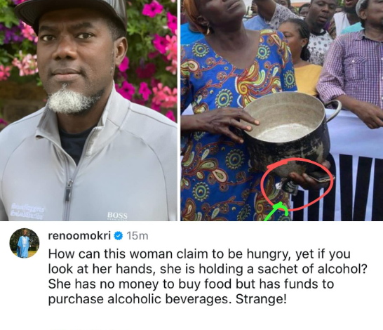 ''She has no money to buy food, but has funds to purchase alcoholic beverage'' - Reno Omokri reacts to trending photo of woman holding an empty pot at the Lagos protest ground 3