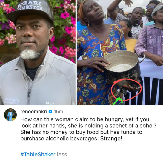 ''She has no money to buy food, but has funds to purchase alcoholic beverage'' - Reno Omokri reacts to trending photo of woman holding an empty pot at the Lagos protest ground 4