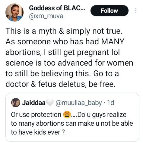 As someone who has had many abortions, I still get pregnant - Canada-based Ghanaian woman tells lady who says she would rather have 100 abortions than be a single mother 5