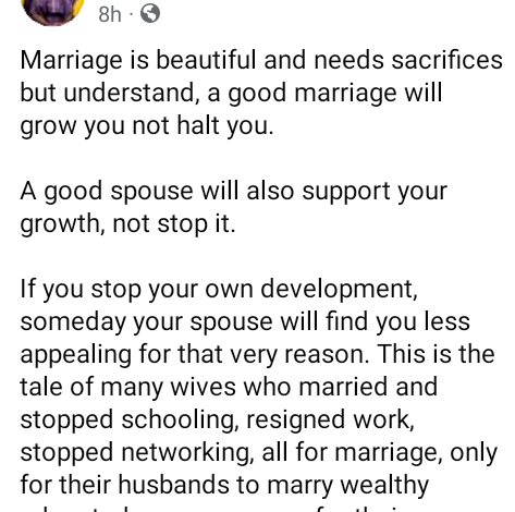 Many wives who married stopped schooling and working only for their husbands to marry wealthy, educated career women - Nigerian man writes 5