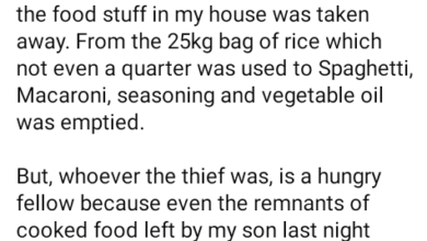 Photo of This is a reflection of what the society has found itself in – Nigerian journalist says as he narrates how thief broke into his house, ate leftovers and stole food items