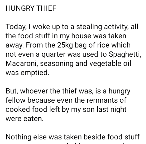 This is a reflection of what the society has found itself in - Nigerian journalist says as he narrates how thief broke into his house, ate leftovers and stole food items 5