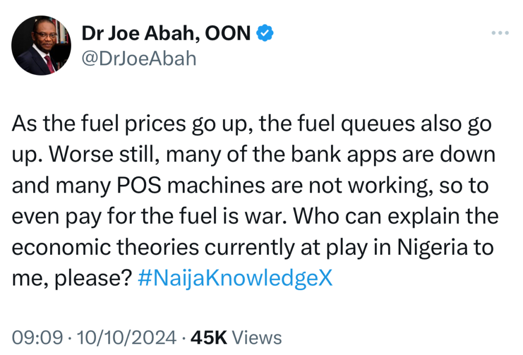 Who can explain the economic theories currently at play in Nigeria to me, please? - Joe Abah asks as fuel prices increase 4