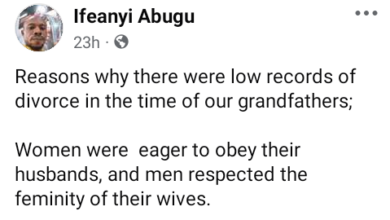 Photo of There were low records of divorce in the time of our grandfathers because women were eager to obey their husbands – Nigerian man says