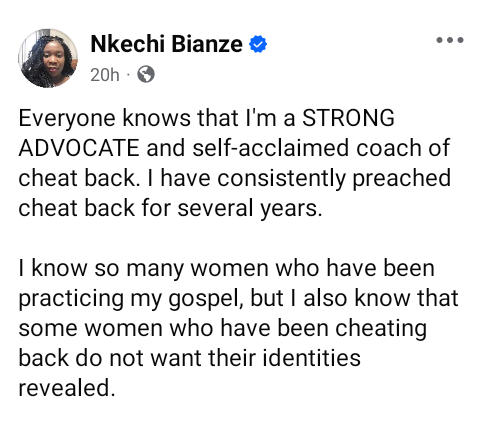 Photo of If I get the evidence that my husband is cheating on me, I will cheat back – Nigerian feminist says