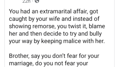 Photo of Do you not fear your Creator? Man queries men who have extramarital affairs and still blame their wives instead of showing remorse