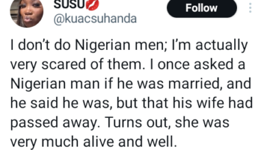 Photo of I’m scared of Nigerian men – US Lady narrates how a Nigerian man told her his wife had died but she was very much alive and well