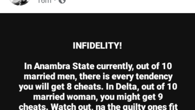 Photo of Out of 10 married women in Delta, you might get 9 cheats – Nigerian man claims