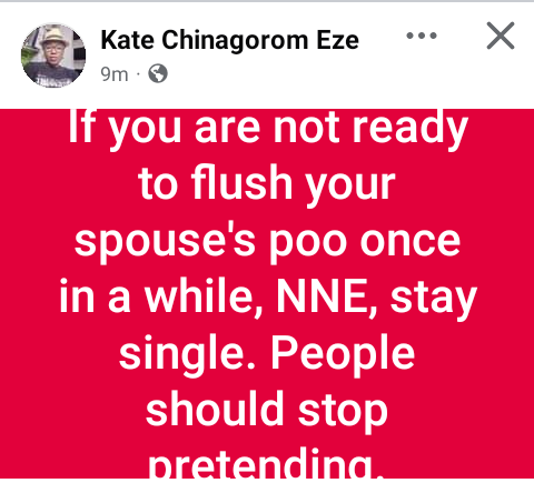 Photo of If you are not ready to flush your spouse’s poo once in a while, stay single – Nigerian woman says