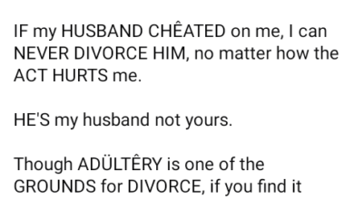 Photo of If my husband cheats on me, I can never divorce him no matter how the act hurts me – Nigerian lawyer says