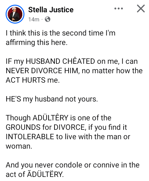 If my husband cheats on me, I can never divorce him no matter how the act hurts me - Nigerian lawyer says 8