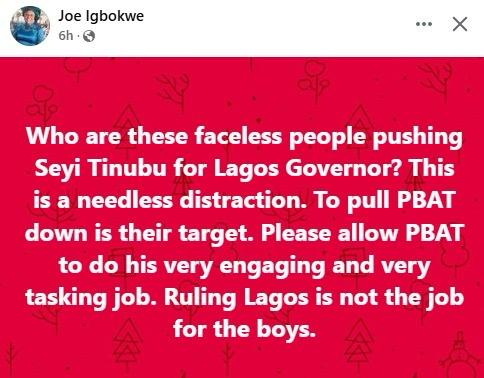 Ruling lagos is not the job for boys - Joe Igbokwe Criticizes Calls for President Tinubu’s Son, Seyi, to Run for Lagos Governorship in 2027 4