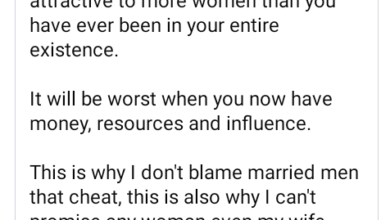 Photo of I don’t blame married men that cheat, I can’t promise my wife that I wont cheat on her. Anything can happen – Nigerian man says