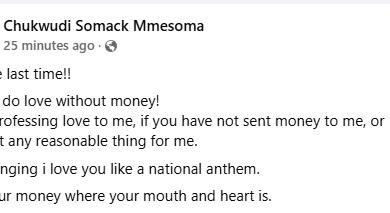 Photo of Stop singing I love you like a National Anthem, I don’t do love without money – Nigerian woman sends last warning to admirers