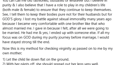 Photo of You can call me old fashioned, outdated or whatever but I believe in purity – Nigerian Lawyer tells mothers to monitor their young daughters’ virginity