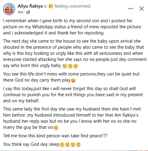 God will continue to punish you for the evil things you have said - Nigerian woman curses a friend who called her newborn son ugly 4