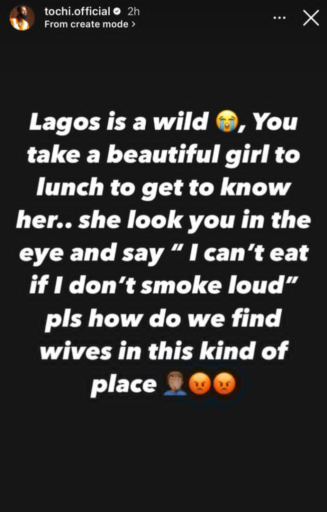 “Lagos is wild! How do we find wives in this kind of place?” - Reality TV star, Tochi, asks 4