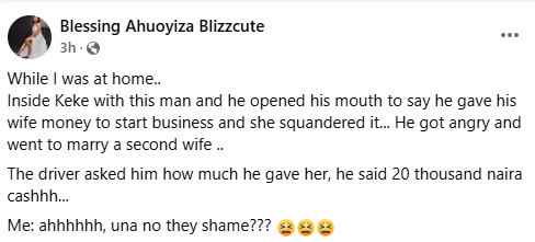 Lady narrates how a man married a second wife because his first wife squandered N20k he gave her to start a business 3